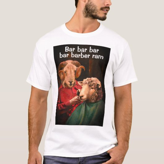Bar Barber Ram Joke T-shirt (Voorkant)