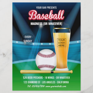 Bar Baseball Event Promo Menu foto en logo toevoeg