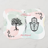 Bar Bat Bnai Hamsa - boom van de uitnodiging van L (Voorkant / Achterkant)