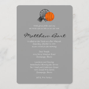 Bar Bat Mitswa Uitnodiging Basketbal Thema