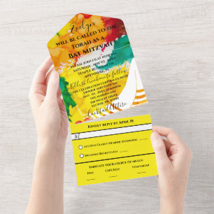 Bar Bat Mitzvah Alle n 1 Uitnodiging Colorful Tall