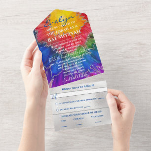 Bar Bat Mitzvah allen in één Inkt van de Aanbested All In One Uitnodiging