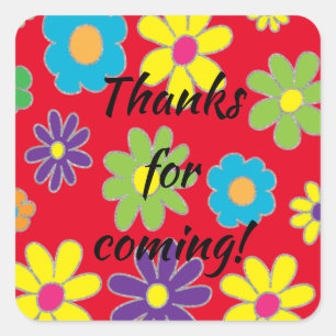 Bar Bat Mitzvah Flowered Square Sticker