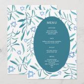 Bar Bat Mitzvah Joodse Bruiloft Botanicals Op Maat Menu (Voorkant / Achterkant)