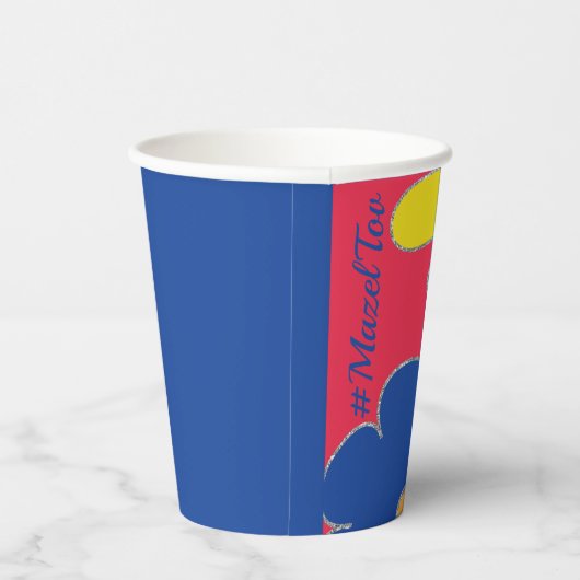 Bar Bat Mitzvah Paper Cup Hippie Flowers Papieren Bekers (Rechts)