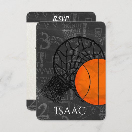 Bar Bat Mitzvah RSVP Card Basketball Theme (Voorkant / Achterkant)