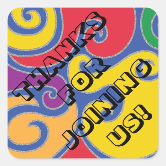 Bar Bat Mitzvah Silvery Swirls Square Sticker (Voorkant)