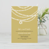 Bar / bat mitzvah sparkles ster van David Invite Kaart (Staand voorkant)