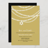 Bar / bat mitzvah sparkles ster van David Invite Kaart (Voorkant / Achterkant)