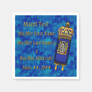 Bar-Bat Mitzvah Torah op Blue Marble Personalized Servet