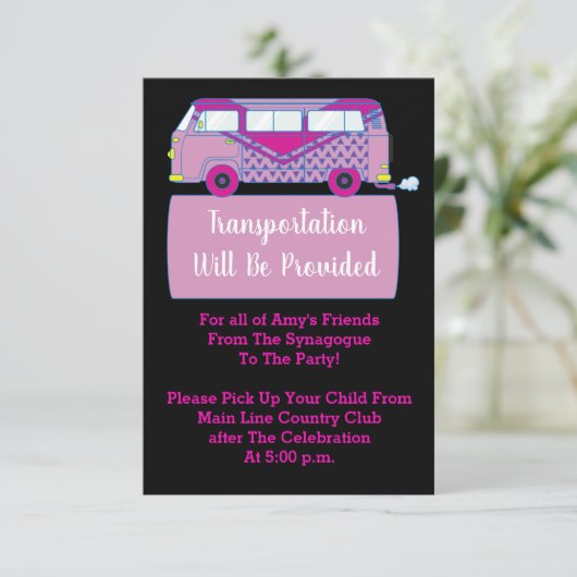 Bar Bat Mitzvah Transportation Mini Bus Card Kaart (Staand voorkant)