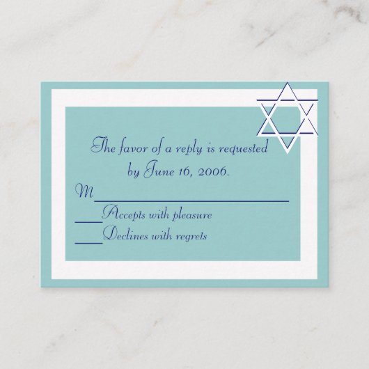 Bar/BBT Mitzvah Invitation Response Card Informatiekaartje (Voorkant)