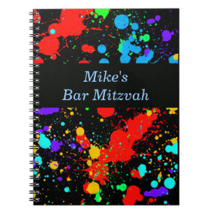 Bar, BBT Mitzvah Neon Paint Splatter Guest Book Notitieboek