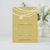 Bar / BBT Mitzvah sparkles ster van David RSVP-kaa RSVP Kaartje (Staand voorkant)