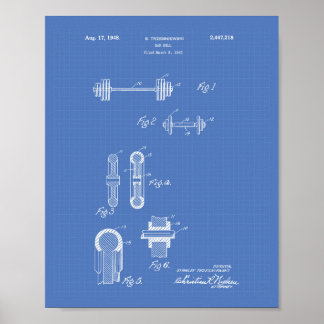 Bar Bell 1948 Patent Art Blueprint Poster