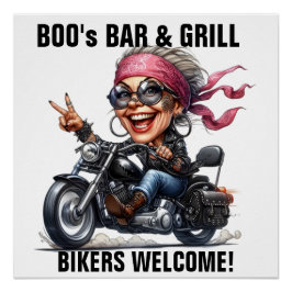 Bar. Bikers welkom teken Perfect Poster