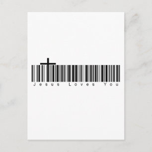 Bar Code Jesus houdt van je Briefkaart
