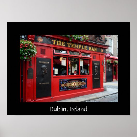 Bar de Temple Bar rouge à Dublin affiche texte (Devant)