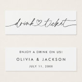 Bar Drink Ticket Wedding Beverage Token Kaart O100 (Voorkant /achterkant)
