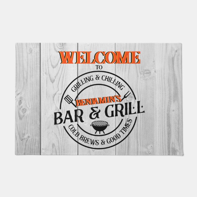 Bar en grill | Gepersonaliseerde Grill Chef Deurmat (Voorkant)