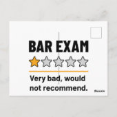 Bar Exam Funny 1 Star Zeer slecht zou niet aanrade Briefkaart (Achterkant)