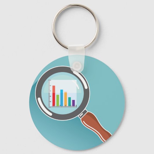 Bar Graph in vergrootglas Sleutelhanger (Voorkant)
