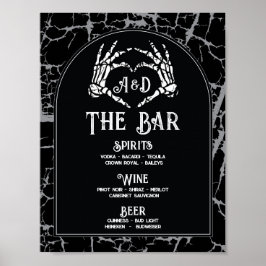 Bar Halloween Teken Trouwreceptie Skeleton Hand Poster