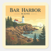  Bar Harbor Maine Vierkante Sticker (Voorkant)