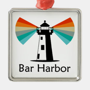 Bar Harbor Maine Vuurtoren Regenboog Metalen Ornament