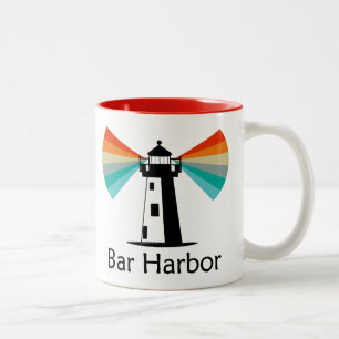 Bar Harbor Maine Vuurtoren Regenboog Tweekleurige Koffiemok