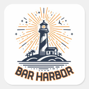 Bar Harbor Maine Vuurtoren Zonsopgang Vierkante Sticker