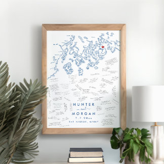 Bar Harbor Maine Wedding Modern Guest Book Poster