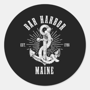 Bar Harbour Est 1796 Maine Anker Nautisch Ronde Sticker