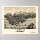 Bar Harbour, ME Panoramic Map - 1886 Poster (Voorkant)