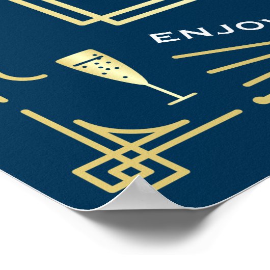 Bar Mariage Art déco Menu Vin Bière Liqueur (Coin)