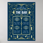 Bar Mariage Art déco Menu Vin Bière Liqueur (Devant)