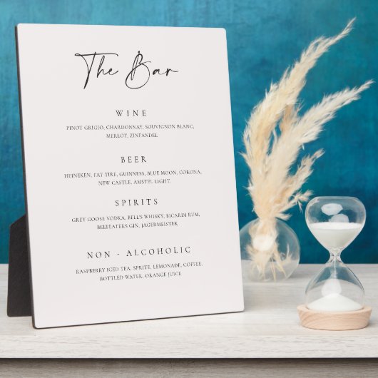 Bar mariage Boire Menu Réception Plaque C100 (Côté)
