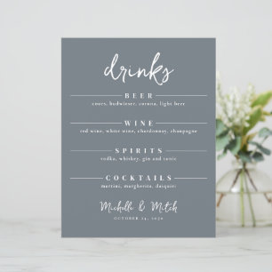 Bar Mariage Boissons Simple Menu Minimaliste Style