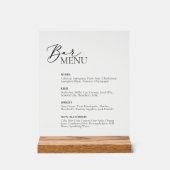 Bar Menu Bruiloft Bar Acryl teken Bord (Voorkant)