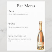 Bar menu fles wijn prosecco (Voorkant)