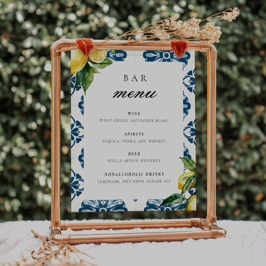 Bar Menu Lemon Positano Trouwtafel Teken Poster