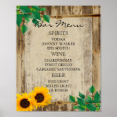 Bar Menu voor een bruiloft - Zonnebloem Poster (Voorkant)