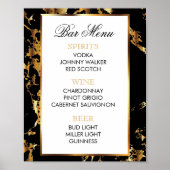 Bar Menu - Zwart en gouden marmer en zwart Poster (Voorkant)