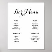 Bar Menu Zwart Wit Bruiloft Drinken Poster (Voorkant)