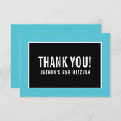 BAR Merci MITZVAH minimaliste noir turquoise (Devant / Derrière)