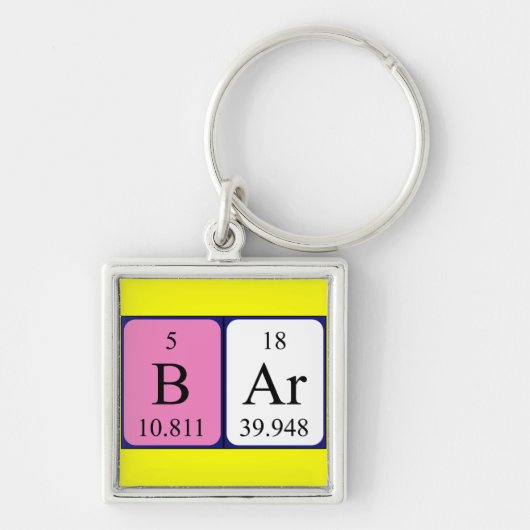 Bar met periodieke tabelcodes sleutelhanger (Voorkant)