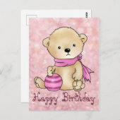 Bär mit Ball, rosa Briefkaart (Voorkant / Achterkant)
