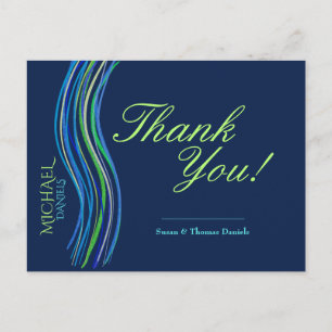 Bar Mitswa Blauw en Groen Bedankt Briefkaart
