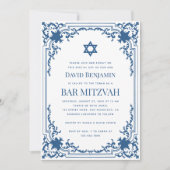 Bar Mitswa Foto Blauw Wit  Davidsster Kaart (Voorkant)