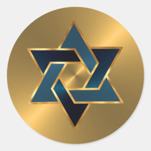 Bar Mitswa Goud Navyblauw Ster van David Ronde Sticker